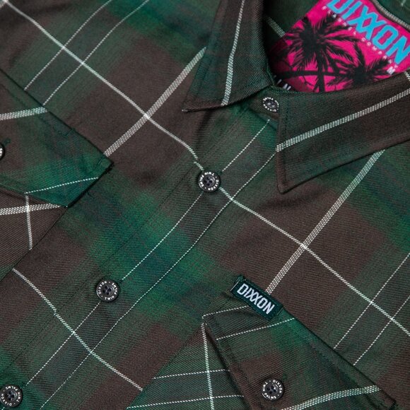 Dixxon Twin Palms Dancun Green Brown Plaid Flannel Long Sleeve Shirt - Picture 2 of 8
